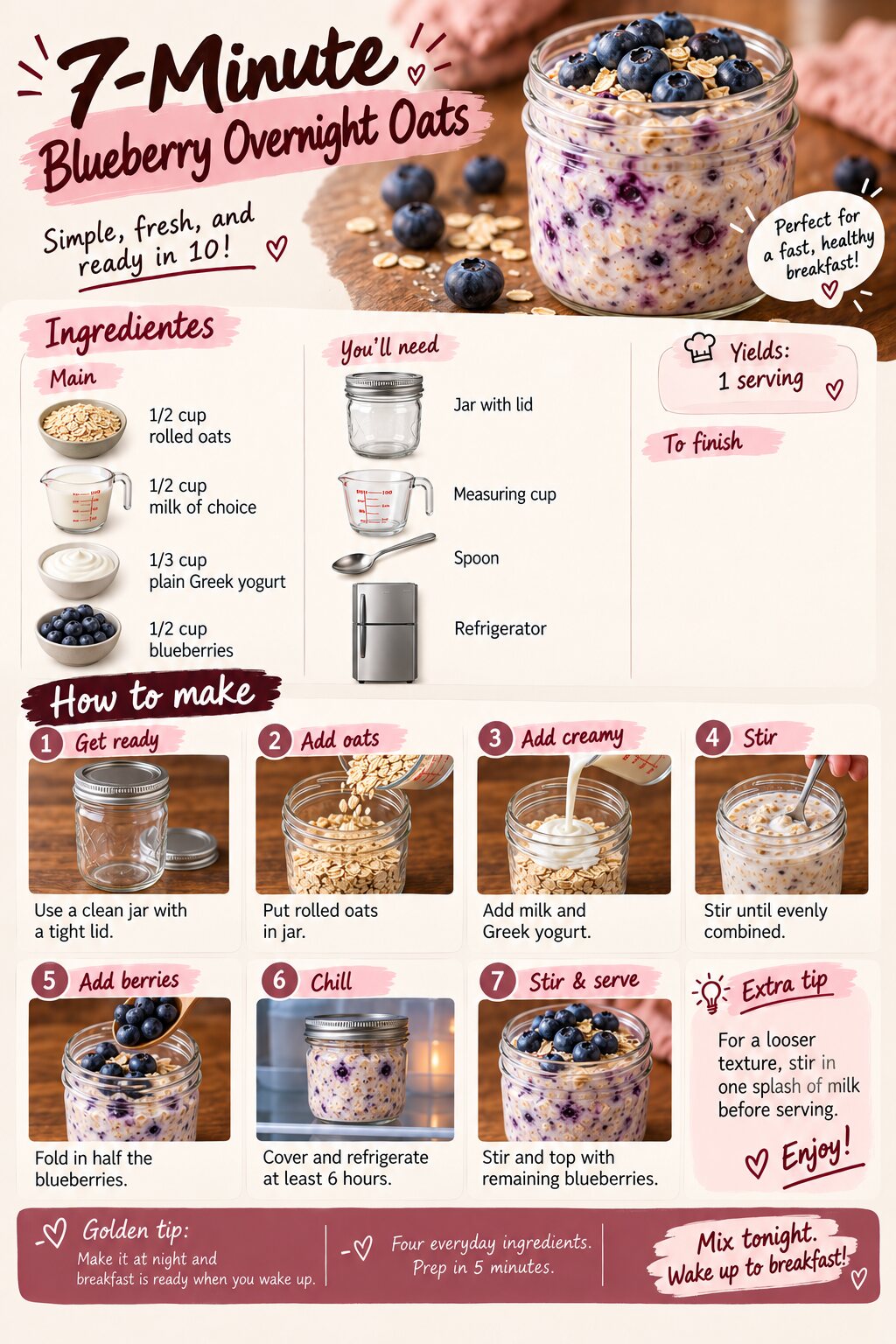 Blueberry overnight oats recipe page